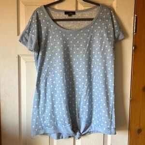 Light blue pokadot tie front top